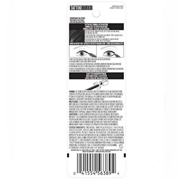 MAYBELLINE TATOO STUDIO SPARKLING SILVER EYELINER PENCIL - Picture 5 of 5